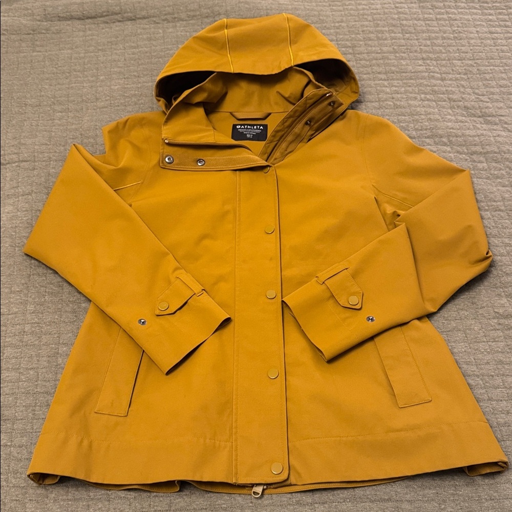 euc athleta rain out sutro trench in brass yellow - Picture 2 of 11